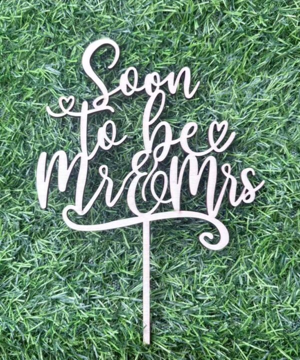 Wooden Soon to Be Mr & Mrs Cake Topper, Engagement Single Party Cake Decoration for Bridal Shower, Wedding, Bachelorette Party Decorations