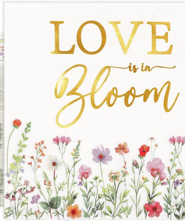50pcs Love Is in Bloom Floral Bridal Shower Napkins Colorful Wildflower Paper Napkins Floral Flower Themed Bridal Shower Decorations for Wedding Bachelorette Engagement Party