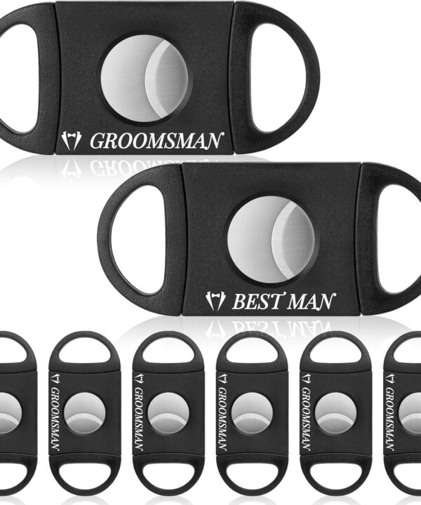 Booson 8 Pcs Groomsmen Gift for Wedding Best Man Stainless Steel Cutter for Groomsman Best Men Gift Wedding Favors (7 Groomsman and 1 Best Man)