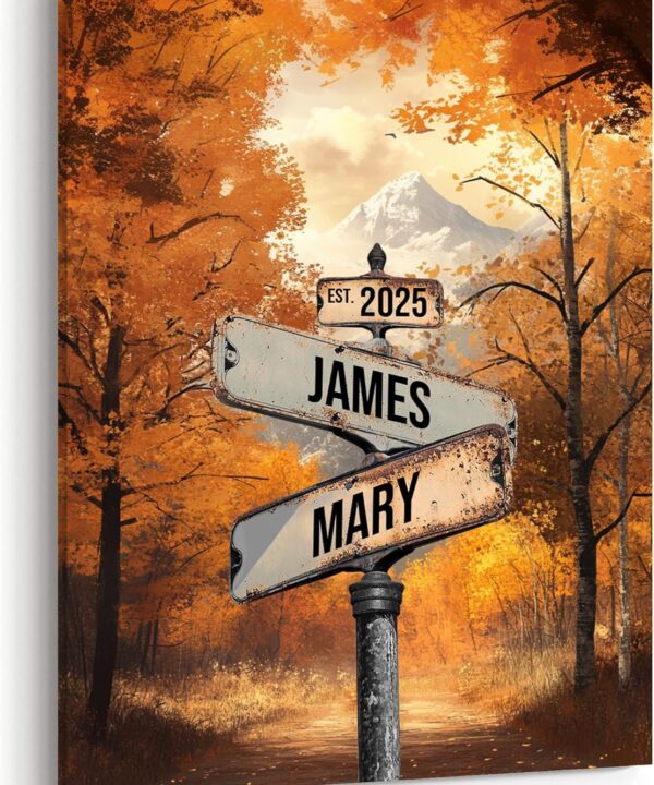 GABITA Personalized Crossroads Street Sign Wall Art for Couples, Anniversary Canvas for Couple, Gift for Valentines Day, Girlfriend Boyfriends Gifts, Custom Poster for Wife and Husband 2