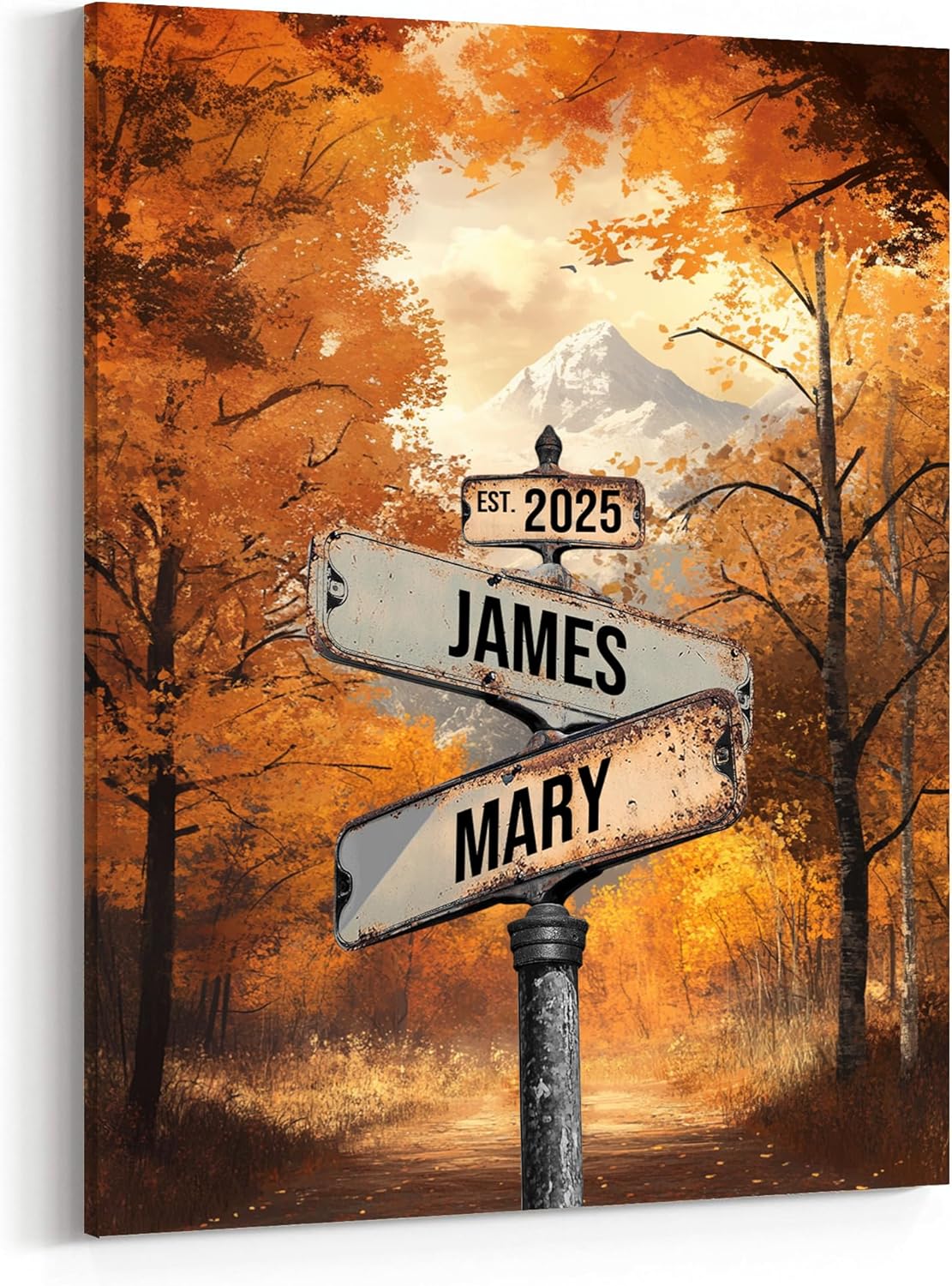 GABITA Personalized Crossroads Street Sign Wall Art for Couples, Anniversary Canvas for Couple, Gift for Valentines Day, Girlfriend Boyfriends Gifts, Custom Poster for Wife and Husband 2