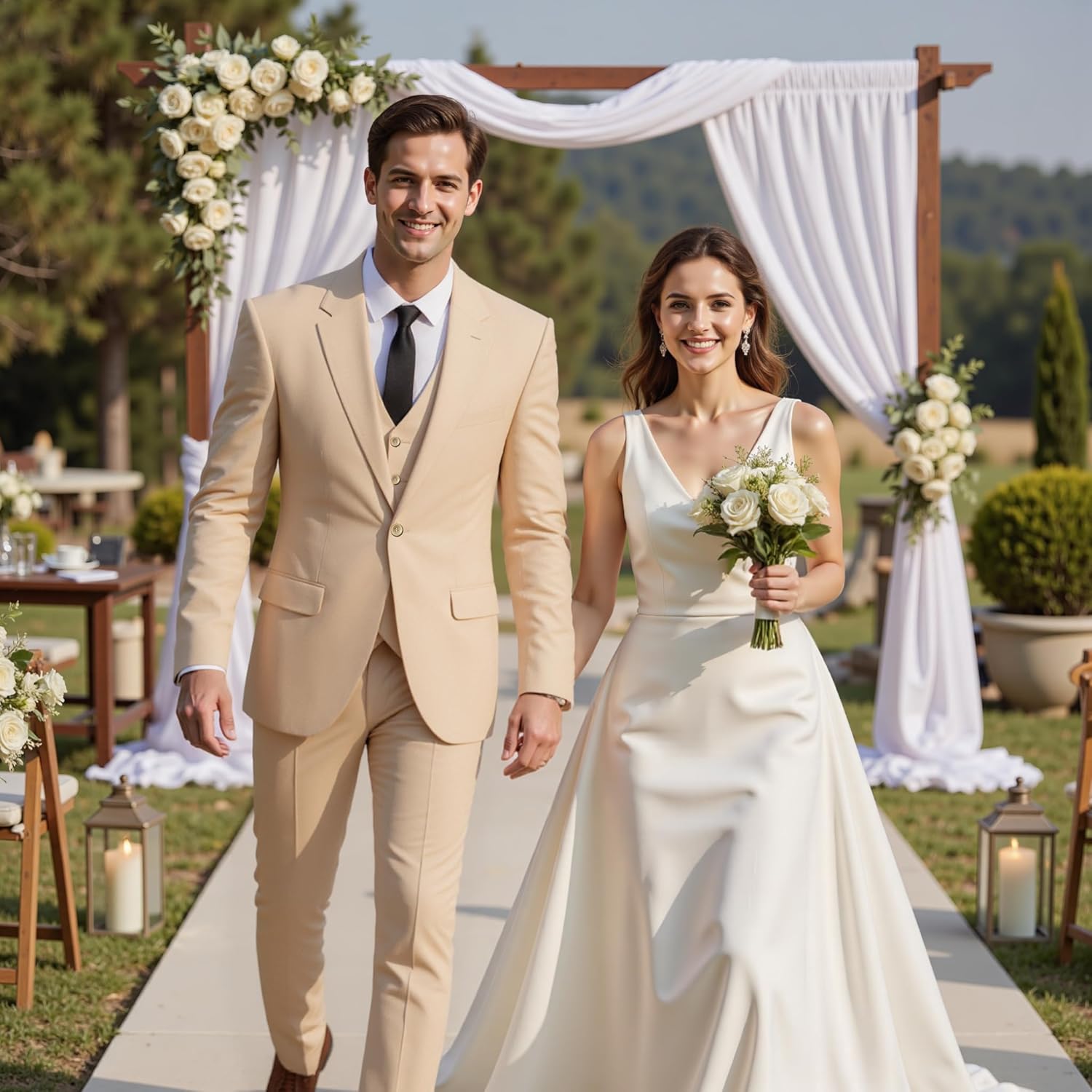 Mens 3 Piece Regualr Fit One Button Formal Business Men Suit Groomsman Tuxedos for Wedding(Blazer+Vest+Pant)