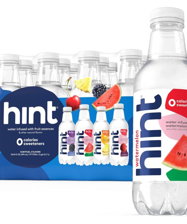 Hint Infused Bottled, Best Sellers Variety Pack - Sugar Free Flavored with Zero Calories, Natural Essences, and No Artificial Sweeteners - 16 Fl Oz (Pack of 12)