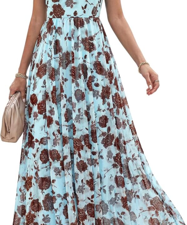 BTFBM Spring Dresses for Women 2026 Formal Short Sleeve Floral Homecoming Dress Maxi Wedding Guest Vacation Outfits