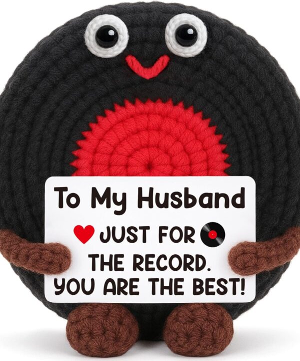 Valentines Day Husband Gifts for Him from Wife, Anniversary Men Gifts, Birthday Gift for Husband Easter Basket Stuffers Gift Husband's Handmade Crochet Vinyl Record Music Lover Present from Wife