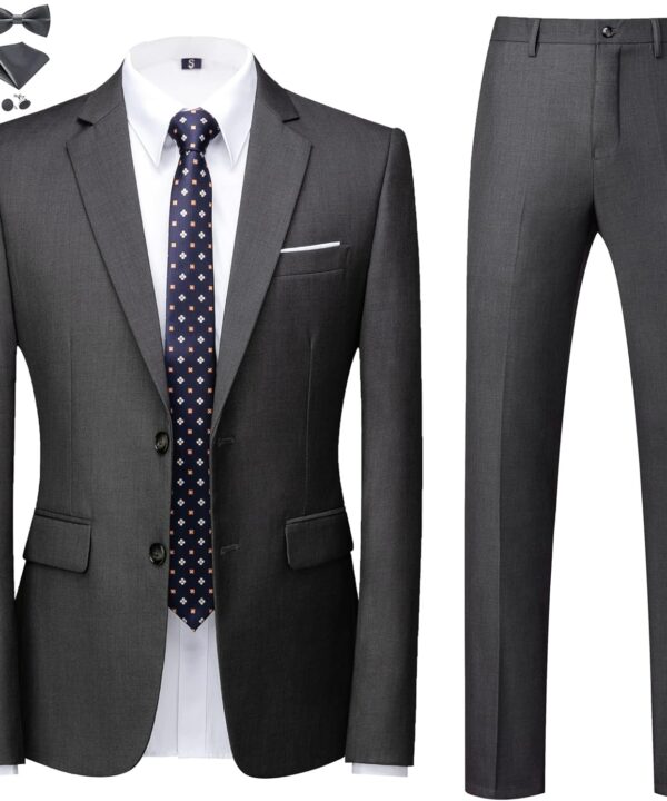 MOGU Mens Slim Fit Suit 2 Piece Tuxedo for Prom Business Wedding Dance (Suit Jacket + Pants)