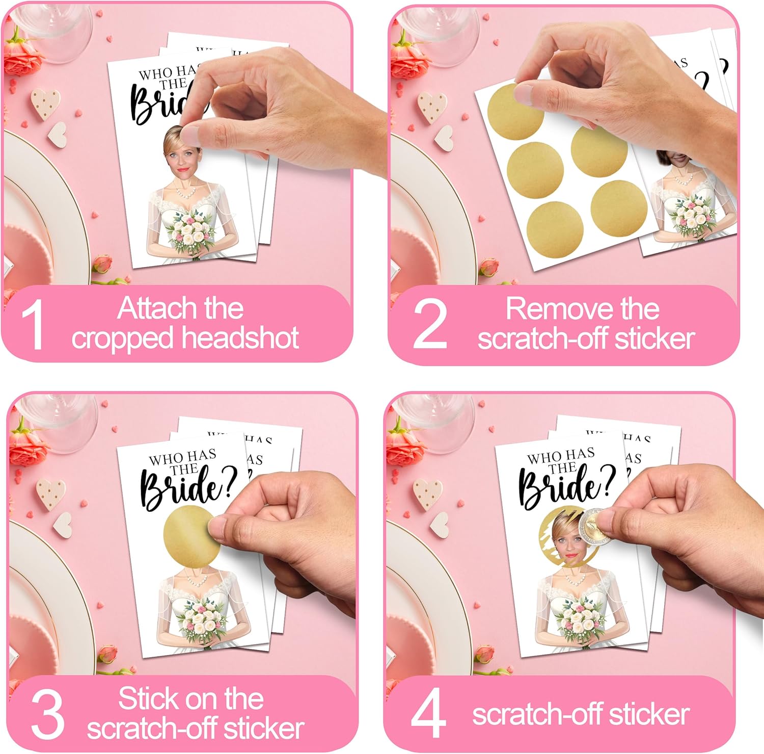 Who Has The Bride Bridal Shower Scratch Off Game, Fun Wedding Shower Game for Guests, Engagement Party, Bachelorette Party, Bride-to-Be Celebration Scratch Off Cards-41packs