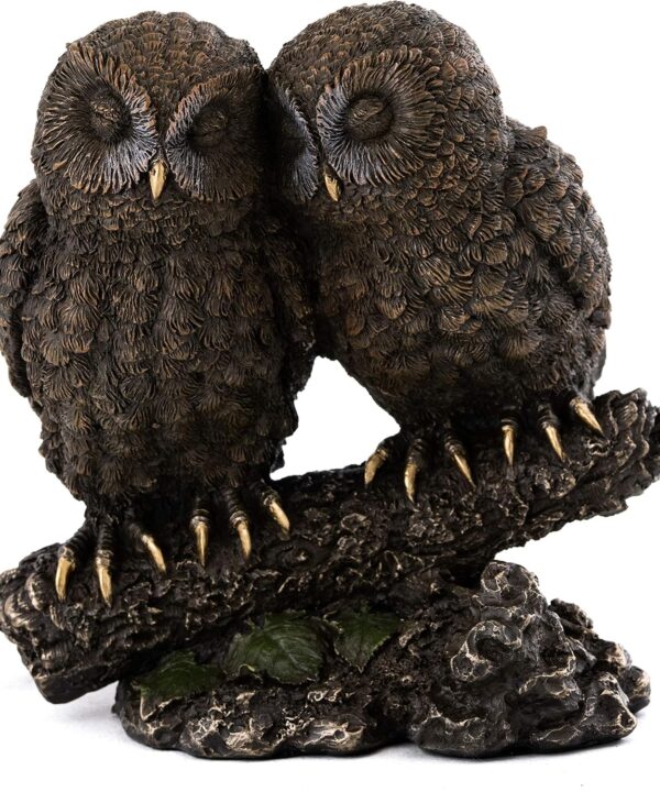 Top Collection Owl Lovers Statue on Tree Branch - Sleeping Great Horned Owl Sculpture in Premium Cold Cast Bronze- 5-Inch Collectible Animal Figurine