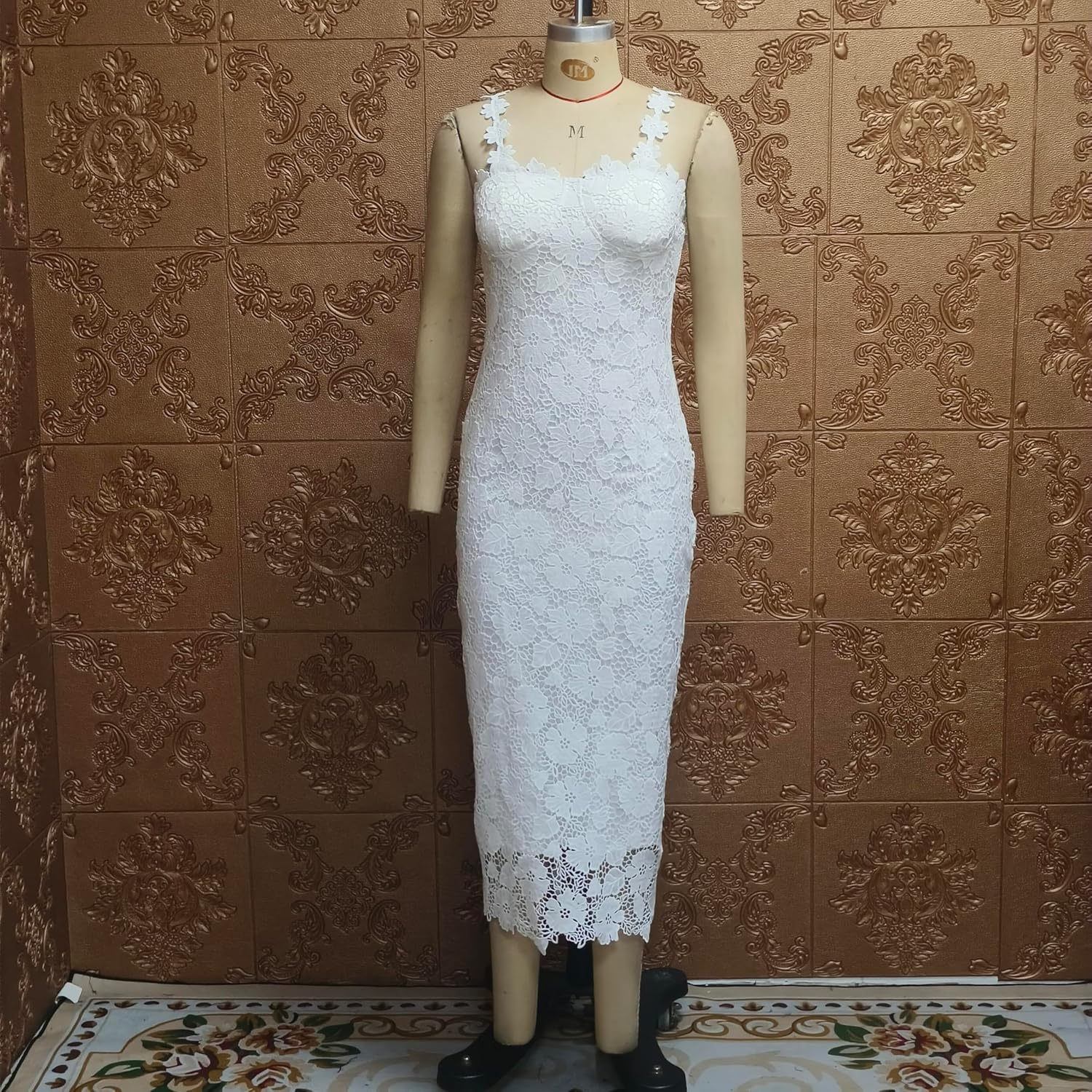 Women Sexy Lace Patchwork Sleeveless Floral Bodycon Wedding Cocktail Maxi Dress