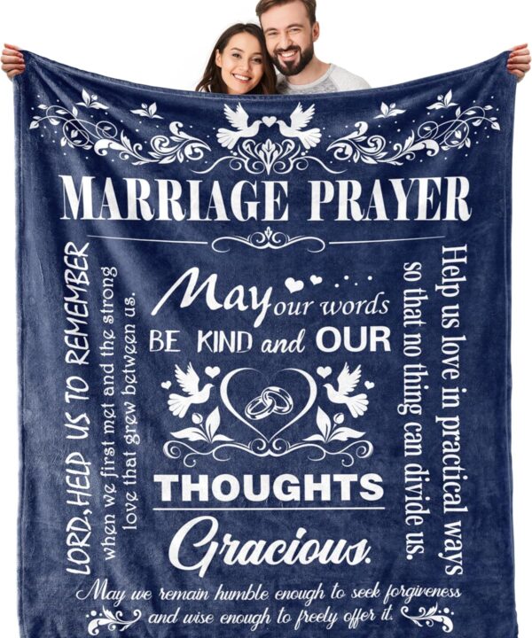 Marriage Prayer, Wedding Gifts for Newlyweds, Marriage Prayer Wedding Gifts 50" x 60" Blankets, Engagement Gifts for Couples Christian Religious Prayer Quote, Bridal Shower Gifts