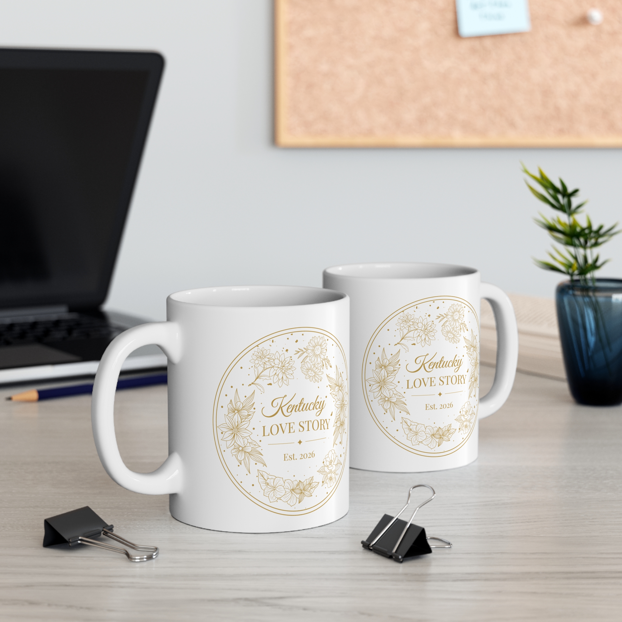 Kentucky Love Story 11oz Mug — Floral Established 2025 Wedding Keepsake - Image 6