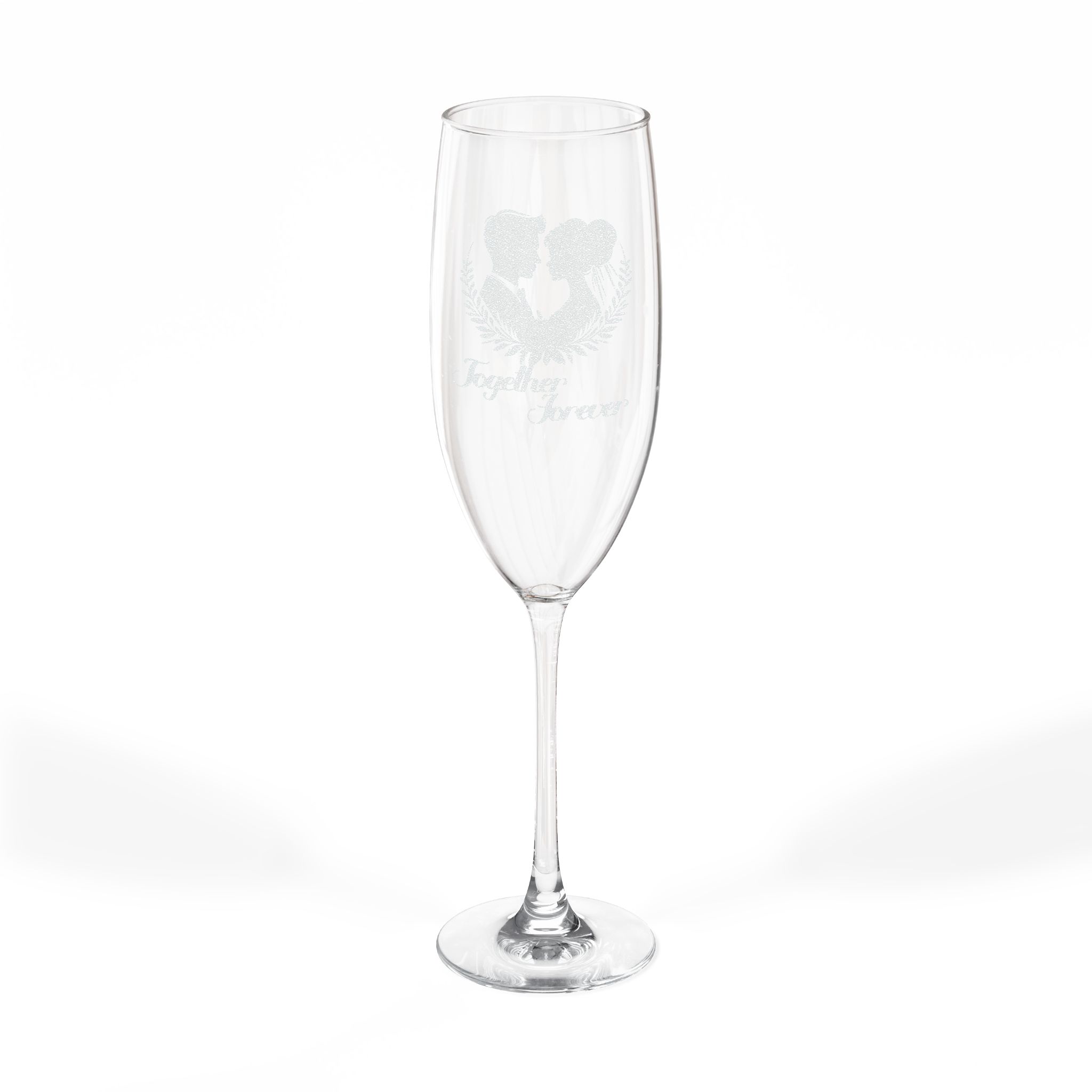 Engraved 8oz Champagne Flute — Romantic Couple Silhouette Wedding Toast Glass - Image 3