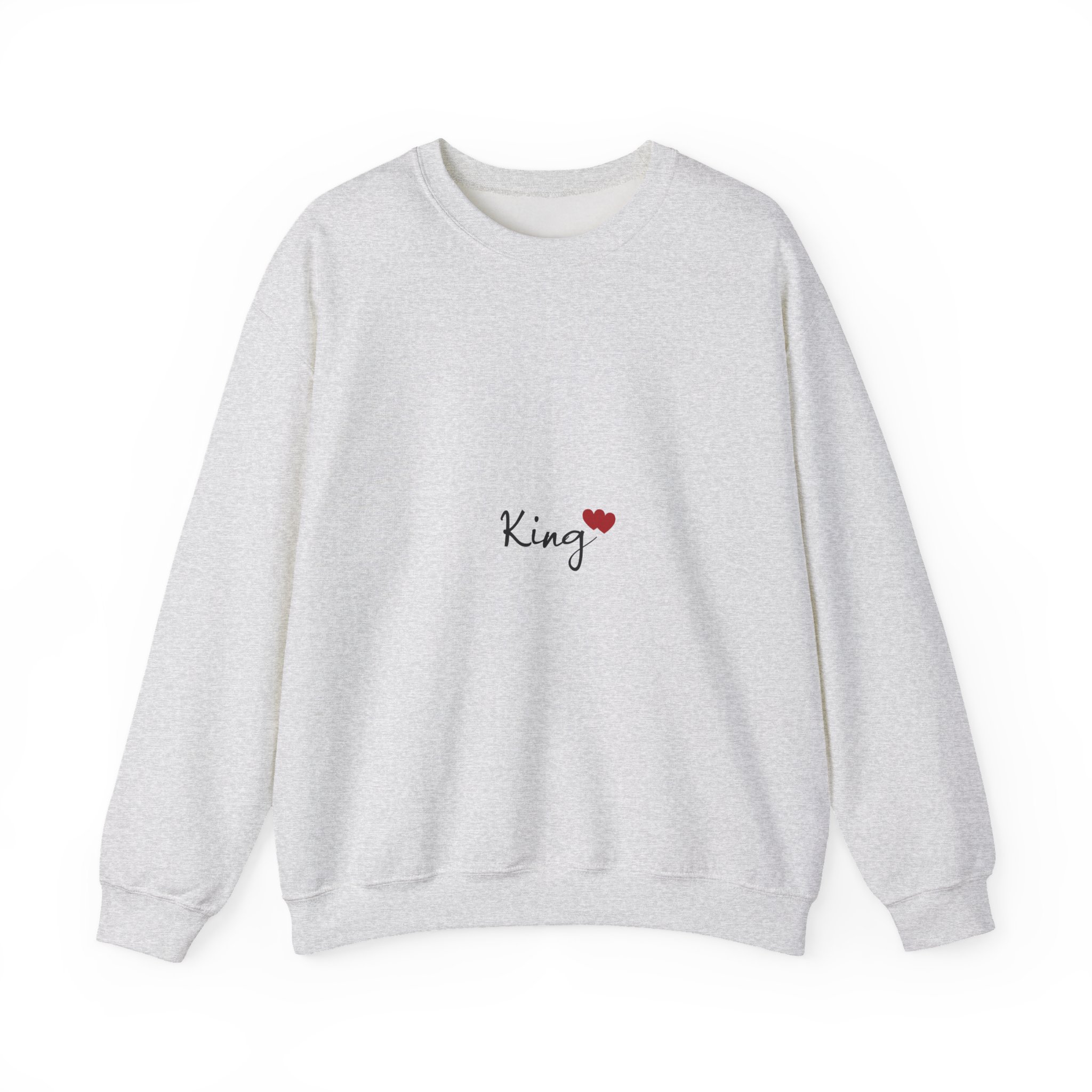 King Heart Crewneck Sweatshirt — Minimal 'King' Script Design with Red Heart - Image 16