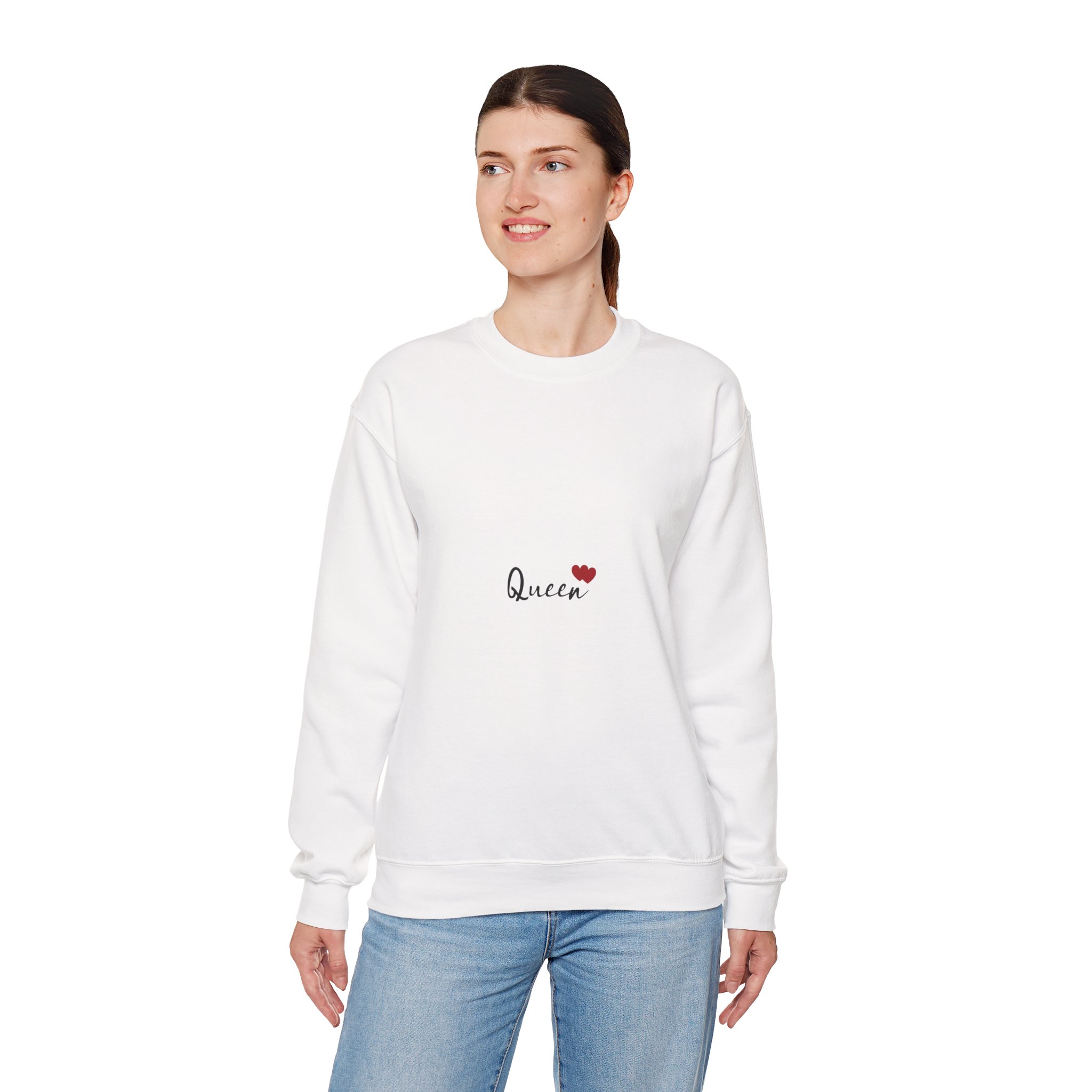 Queen Embroidered Crewneck Sweatshirt — Minimal Heart Graphic - Image 4