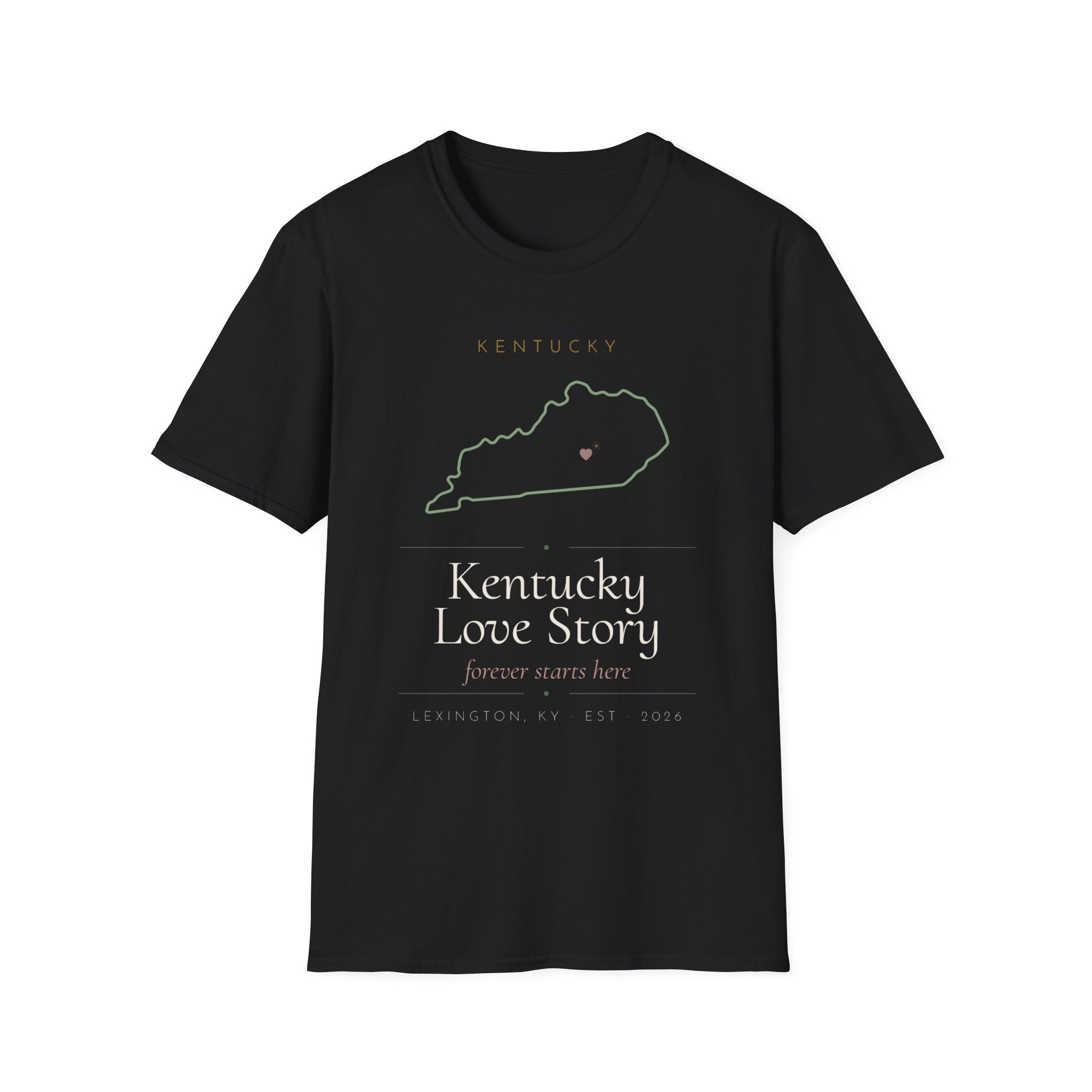 Kentucky Love Story T-Shirt — State Outline with Heart | Couples & Home Pride Tee