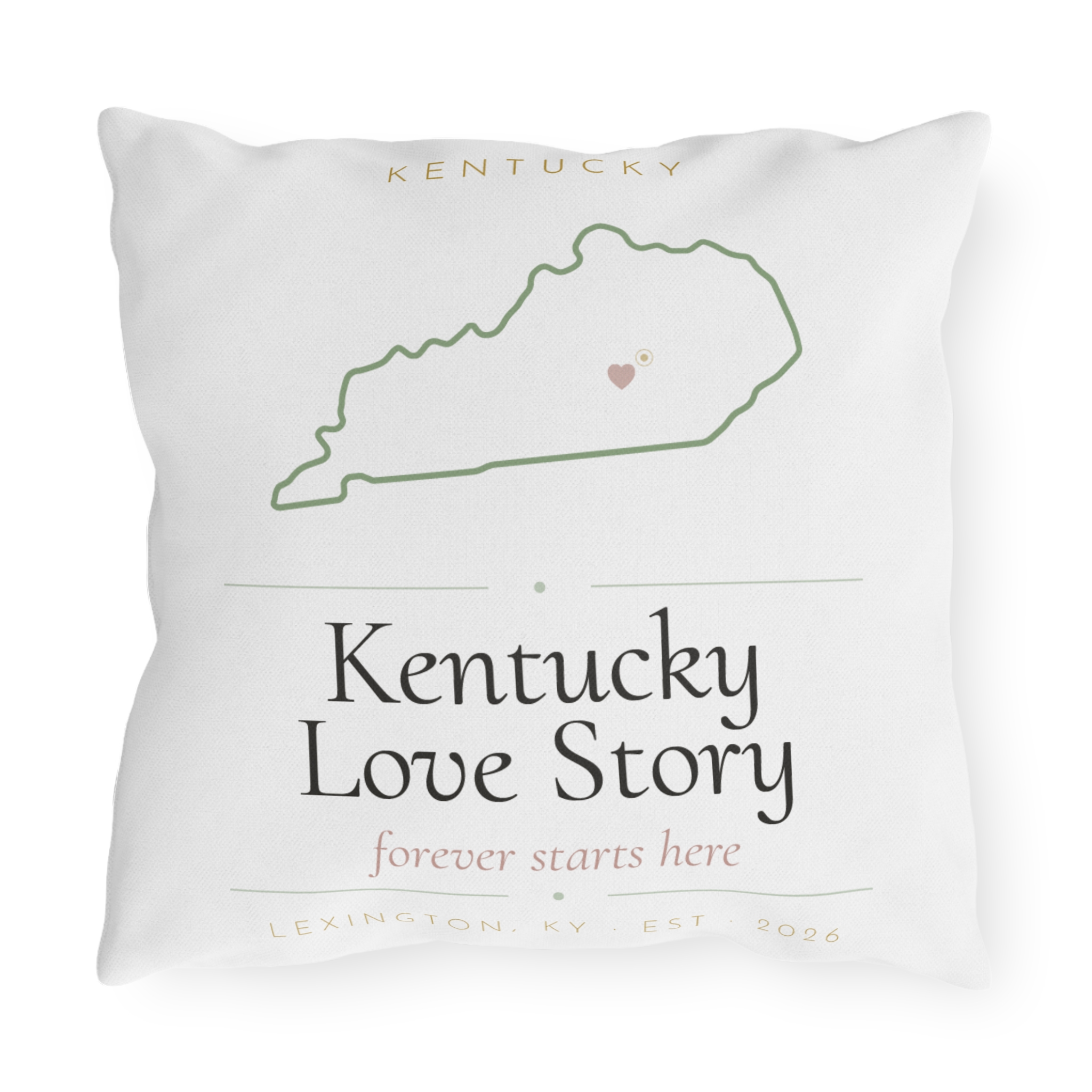 Kentucky Love Story Outdoor Pillow — State Outline with Heart | Lexington Home & Porch Decor - Image 3
