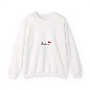 Queen Embroidered Crewneck Sweatshirt — Minimal Heart Graphic