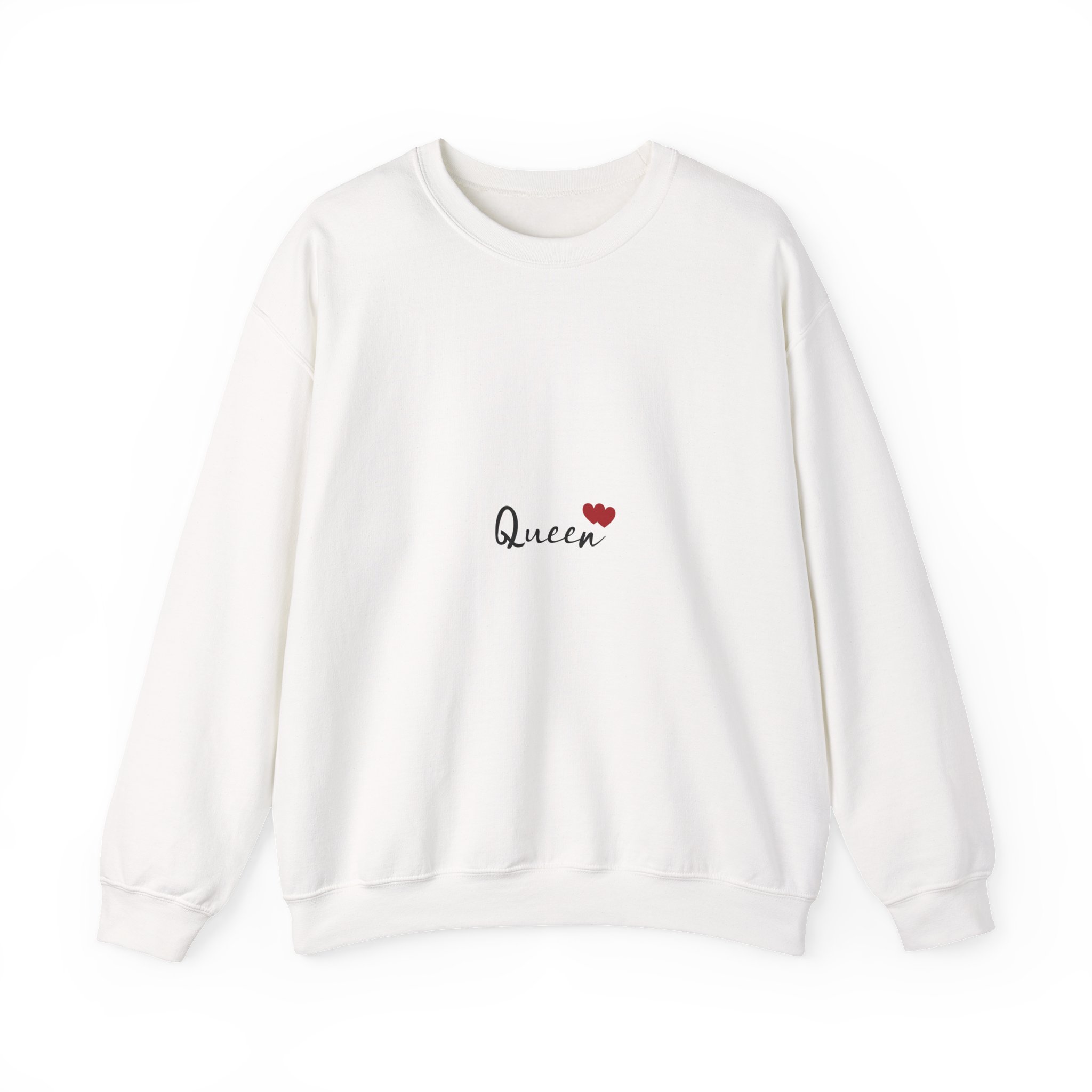Queen Embroidered Crewneck Sweatshirt — Minimal Heart Graphic