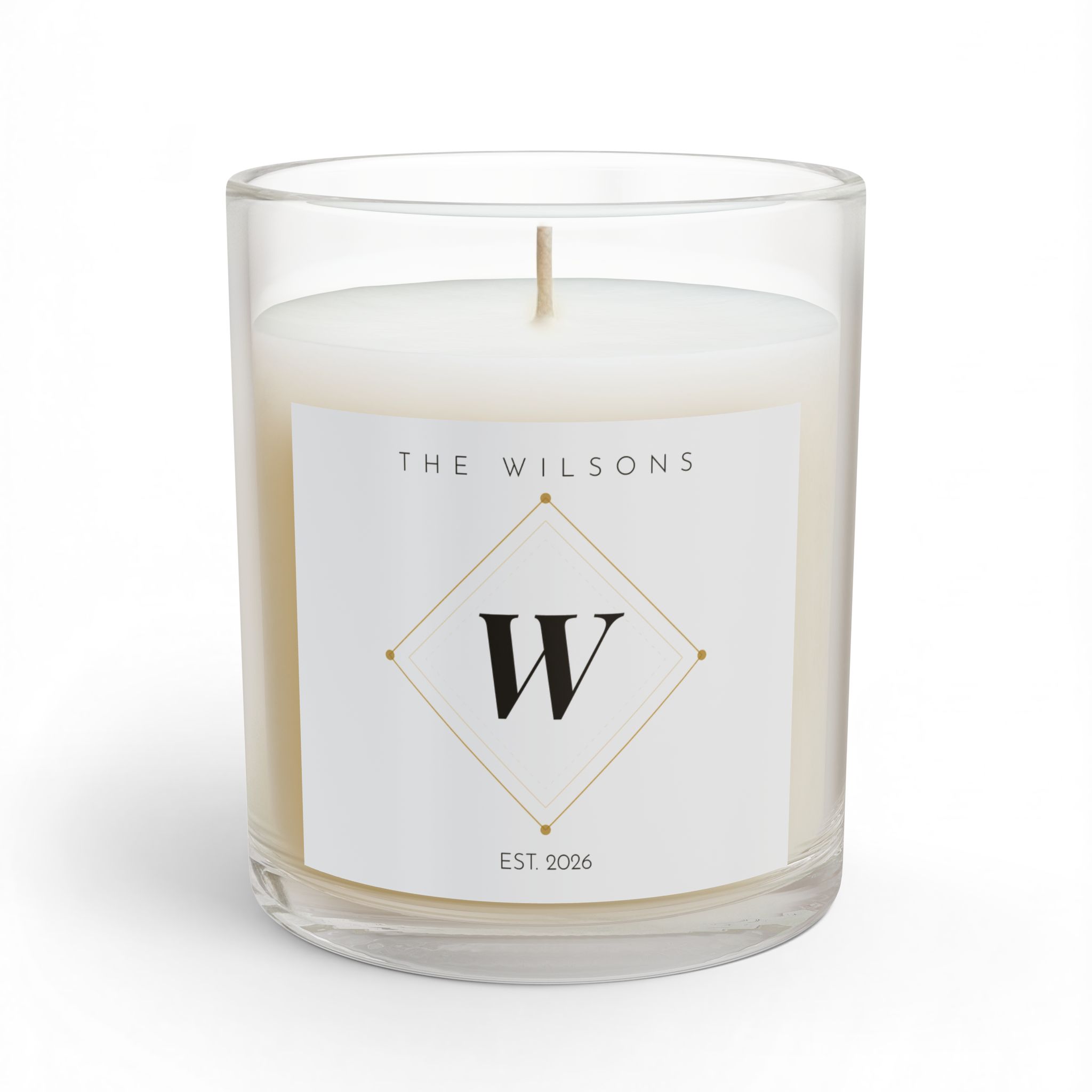 Personalized Monogram Glass Candle — Custom Initial "W" | 11oz Decorative Scented Candle, Housewarming & Wedding Gift