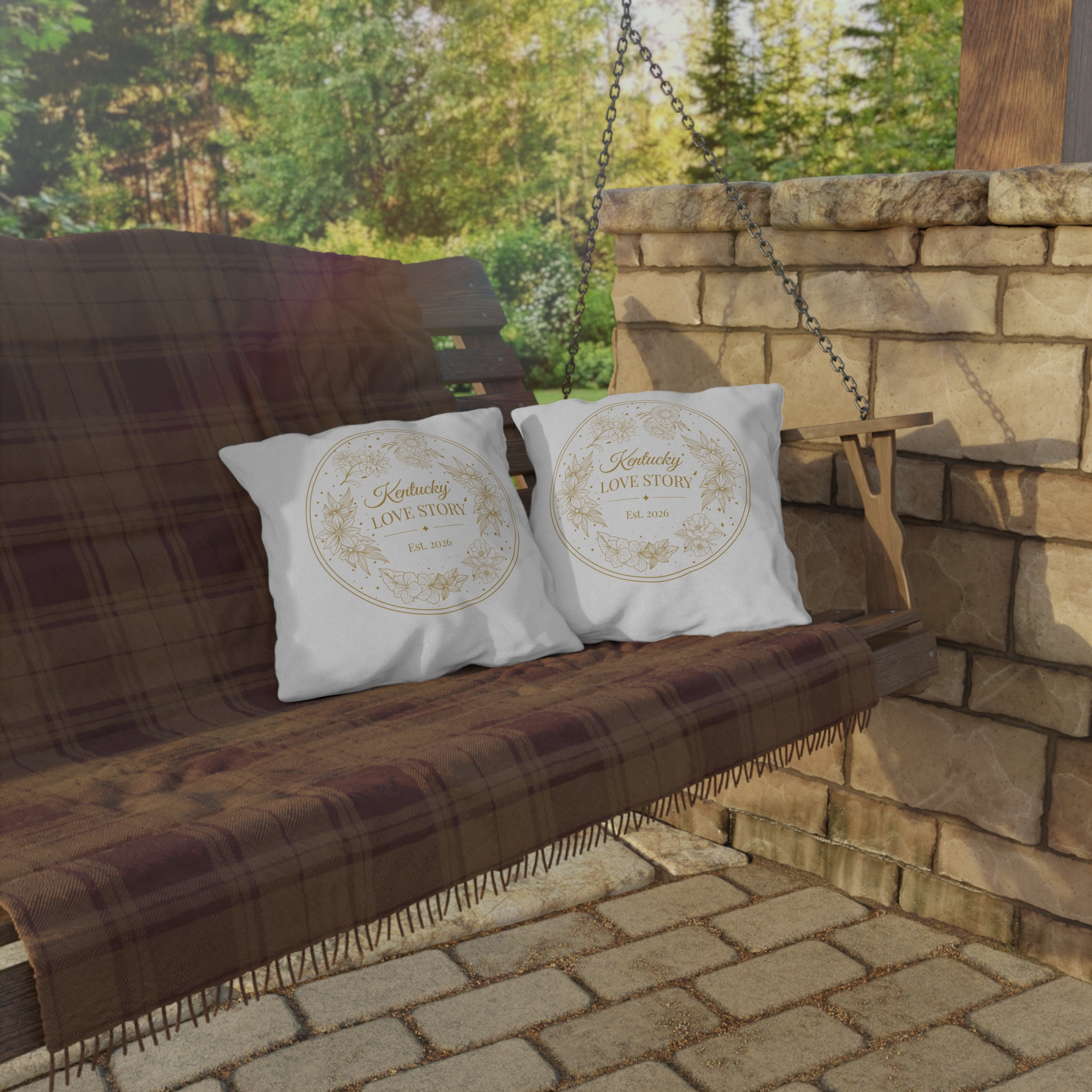 Kentucky Love Story Outdoor Pillow — Floral ‘Est. 2026’ Decorative Patio Cushion - Image 4