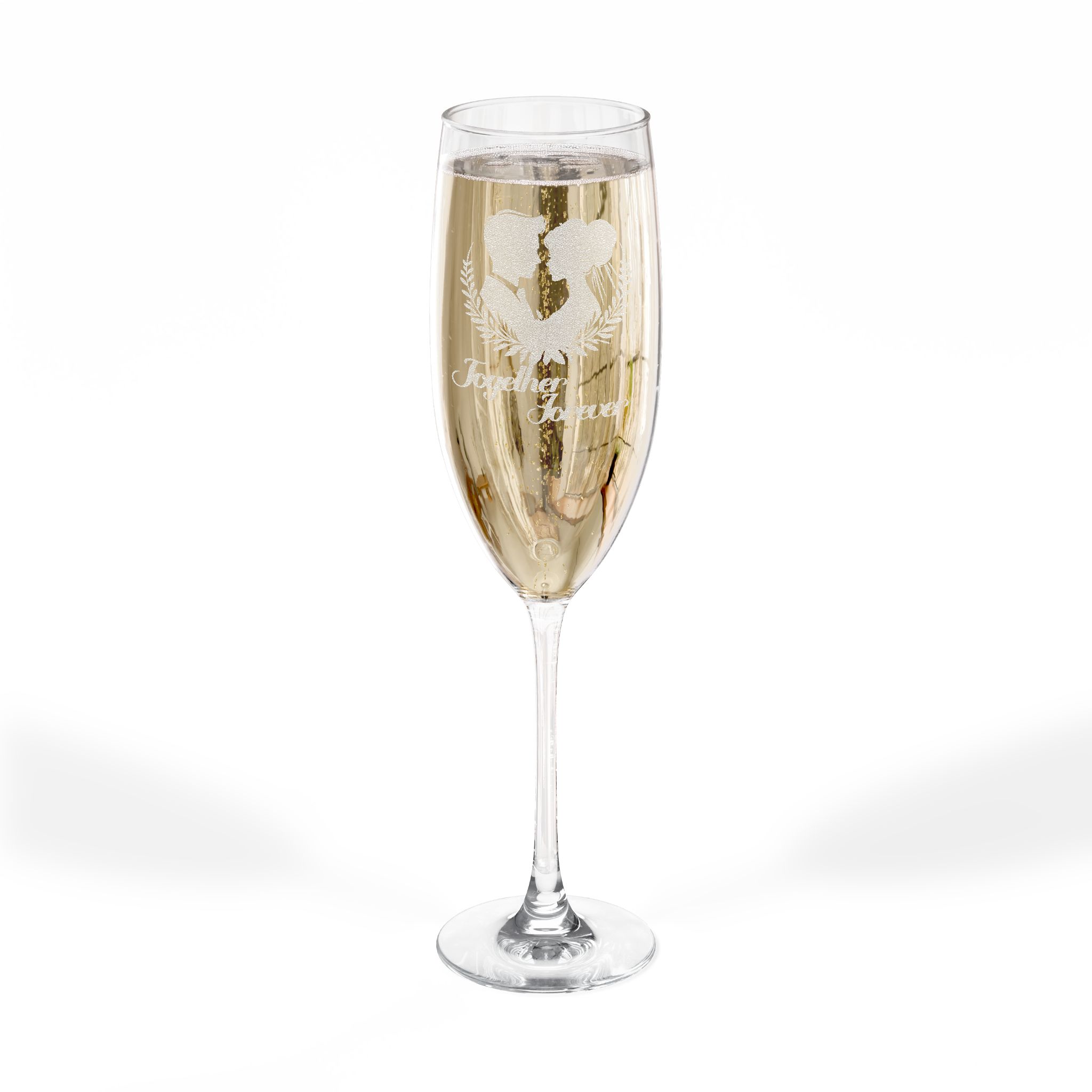 Engraved 8oz Champagne Flute — Romantic Couple Silhouette Wedding Toast Glass - Image 2