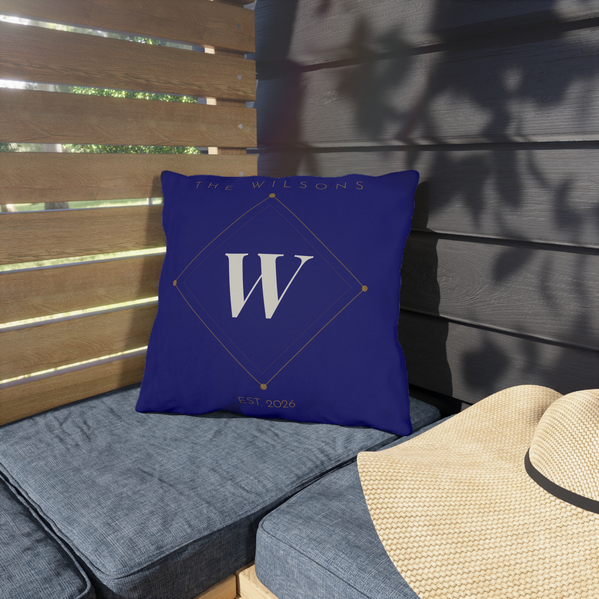 Personalized Monogram Outdoor Pillow - The Wilsons W, Est. 2026 - Image 3