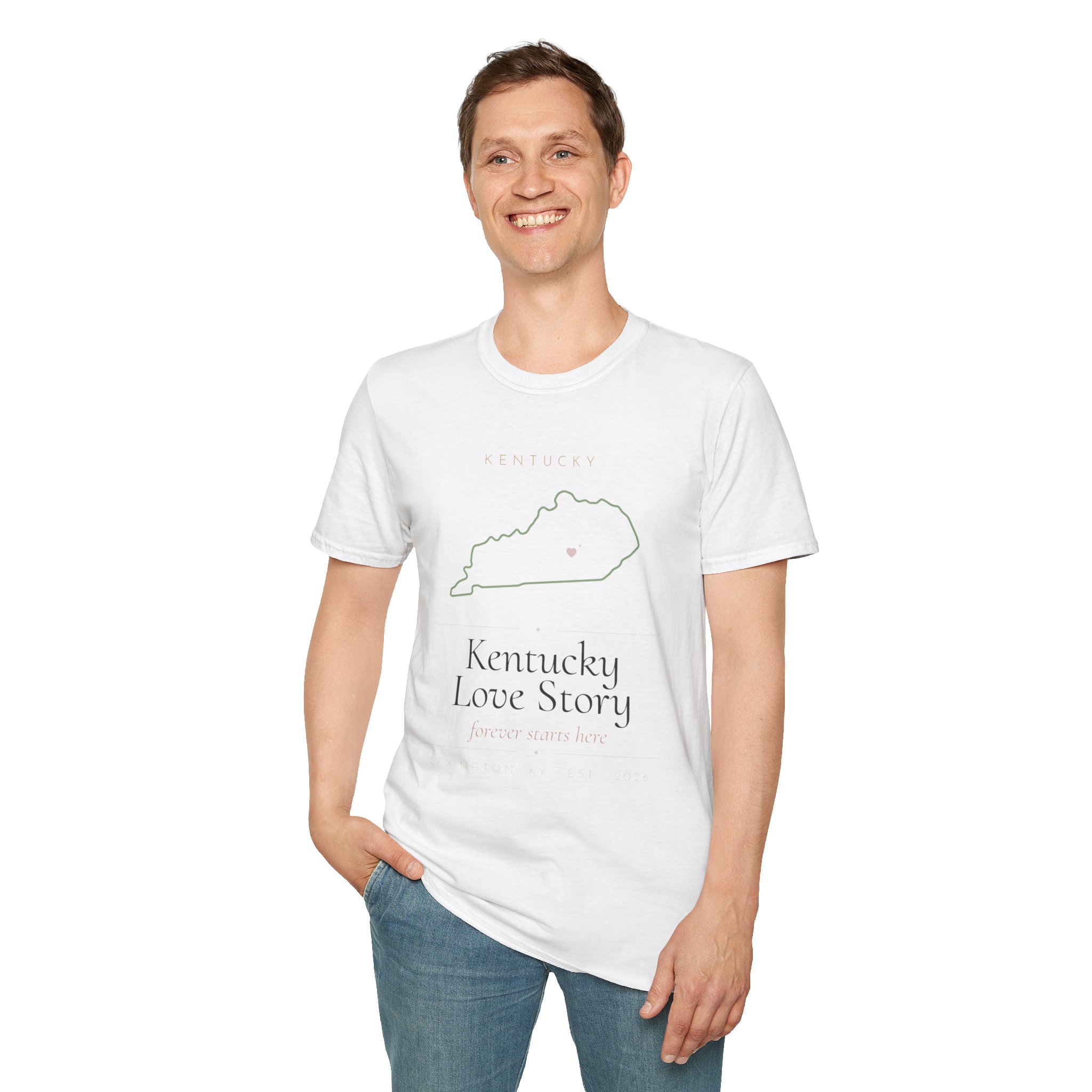 Kentucky Love Story T-Shirt — State Outline with Heart - Image 4