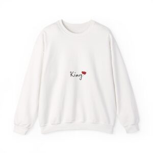 King Heart Crewneck Sweatshirt — Minimal 'King' Script Design with Red Heart