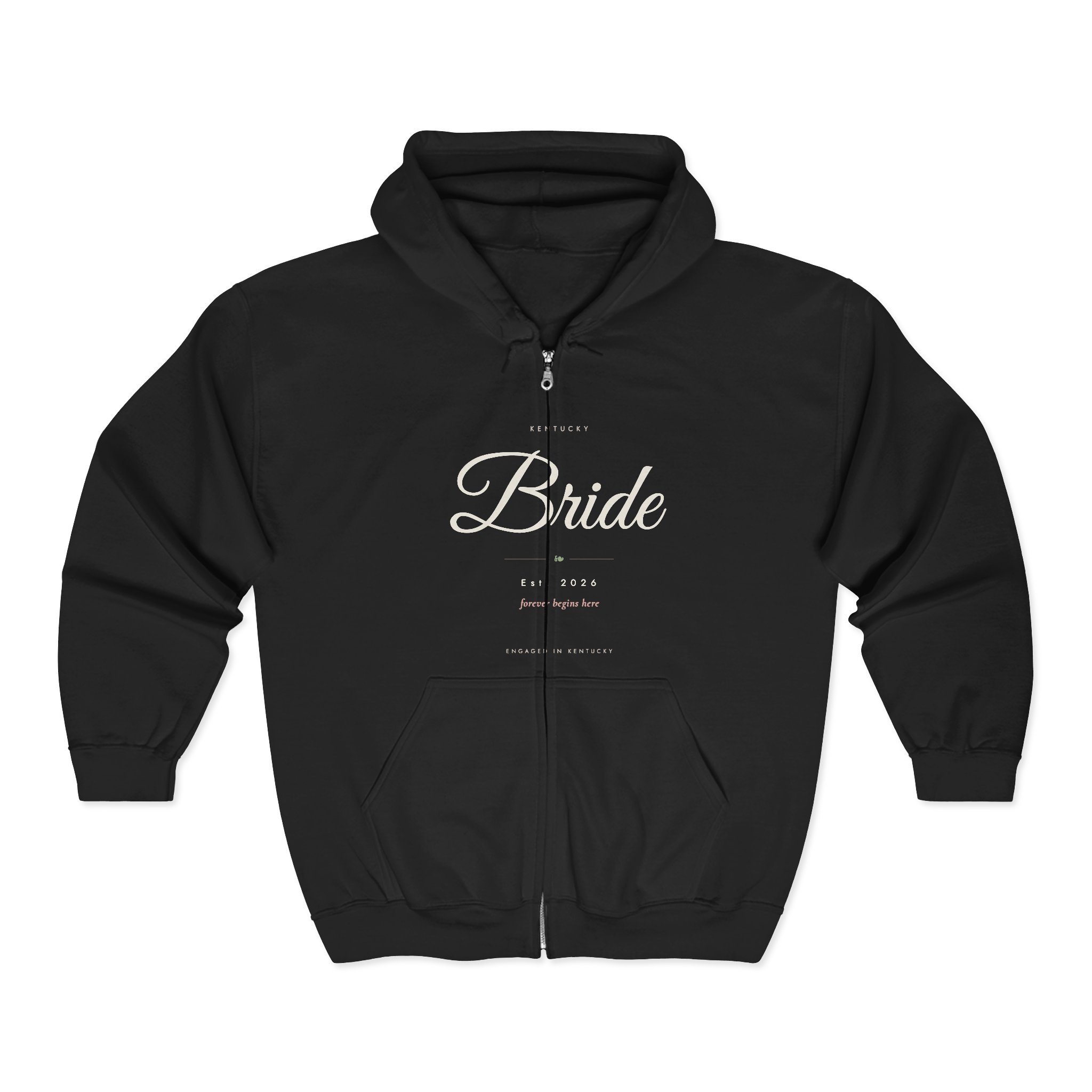 Bride Full-Zip Hoodie – Bridal Party Zip-Up Sweatshirt for Bachelorette & Wedding Prep
