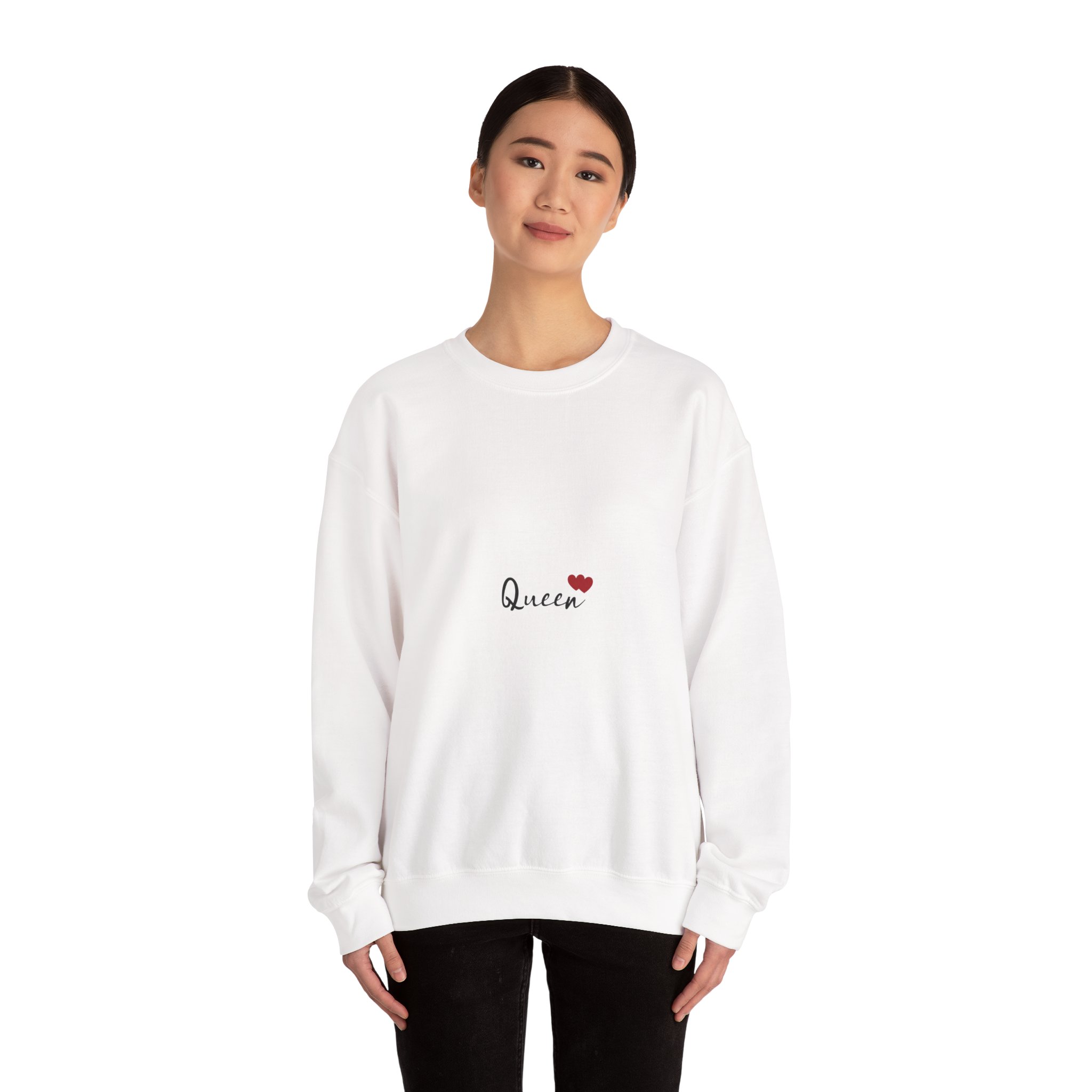 Queen Embroidered Crewneck Sweatshirt — Minimal Heart Graphic - Image 3