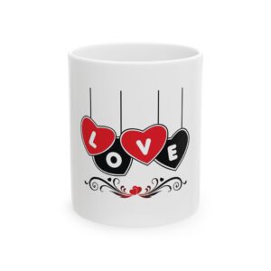 Love Heart Ceramic Mug – Valentine's Day 11oz/15oz Coffee Cup