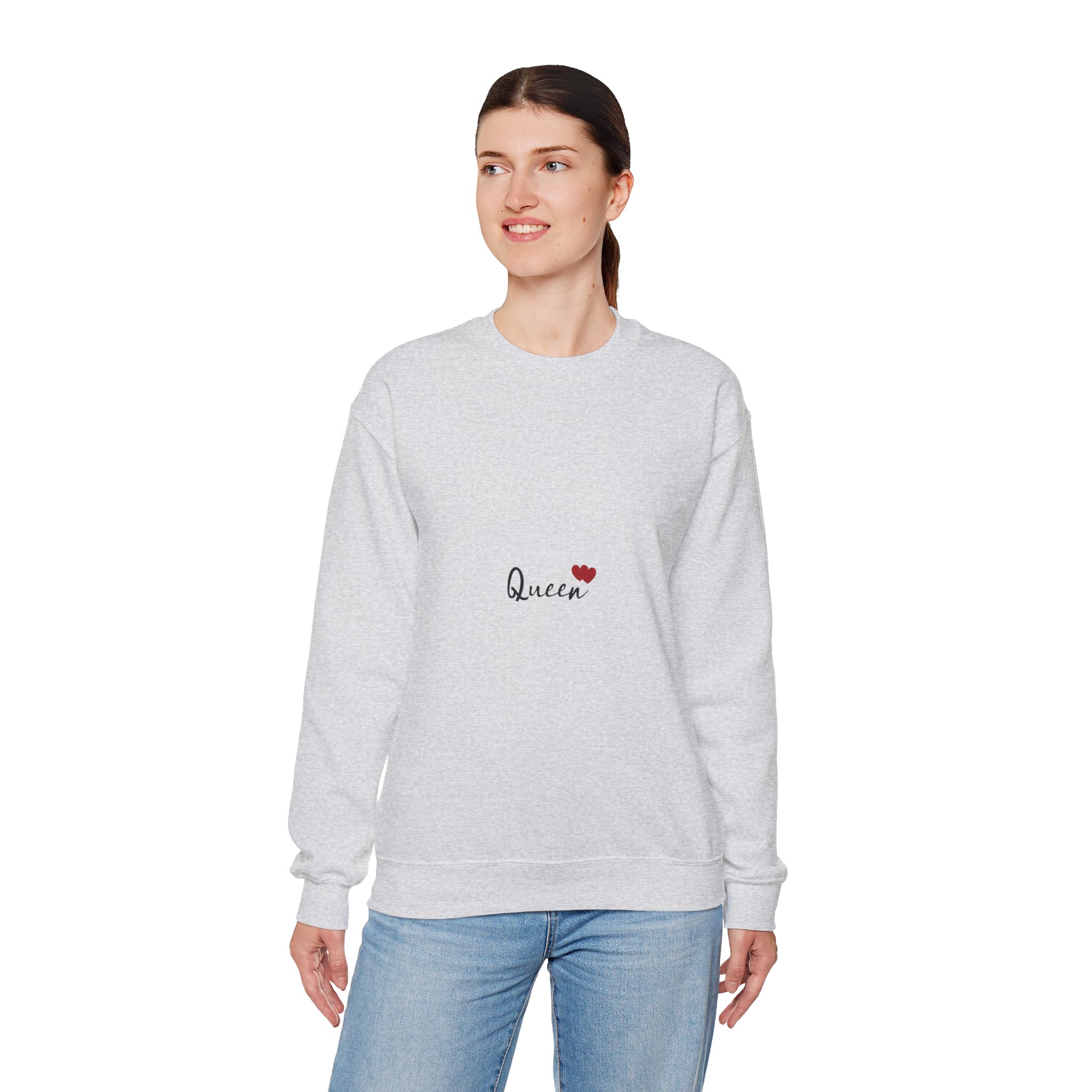 Queen Embroidered Crewneck Sweatshirt — Minimal Heart Graphic - Image 10