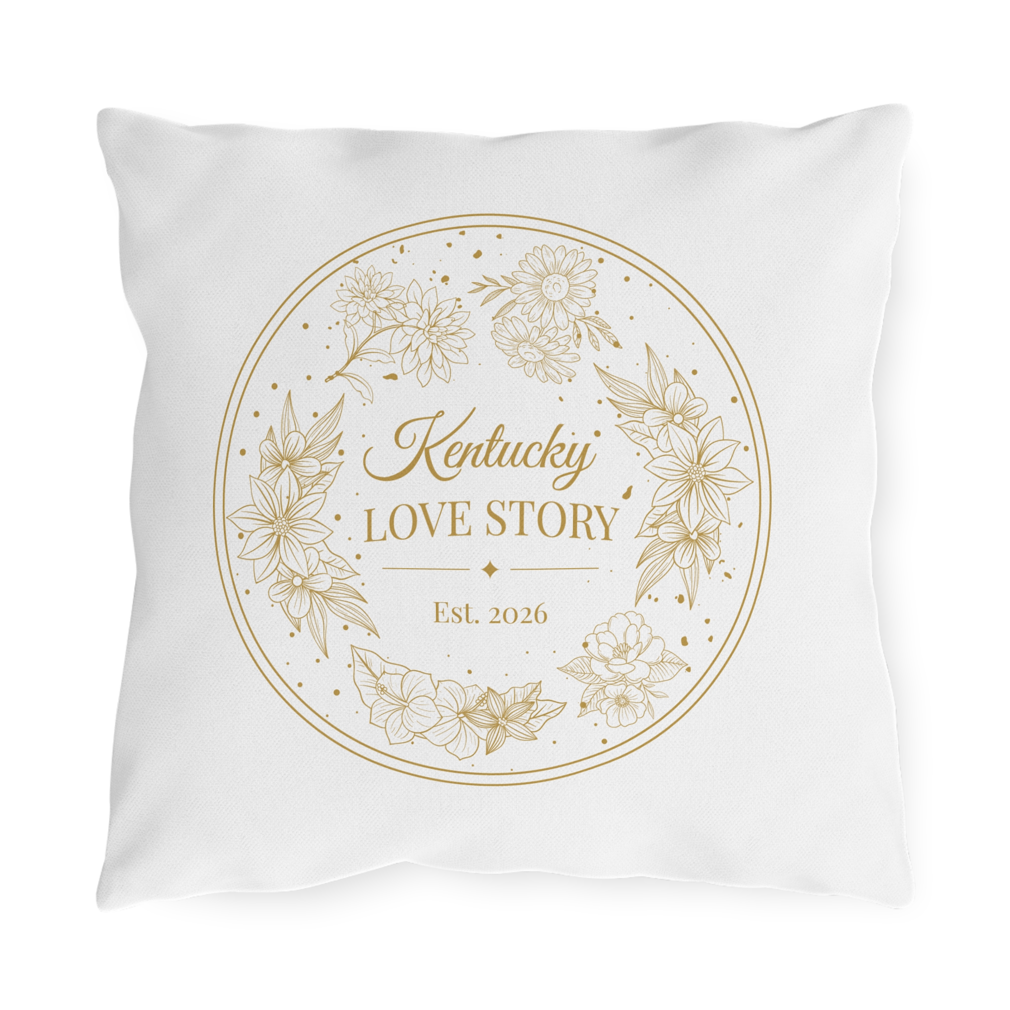 Kentucky Love Story Outdoor Pillow — Floral ‘Est. 2026’ Decorative Patio Cushion - Image 2