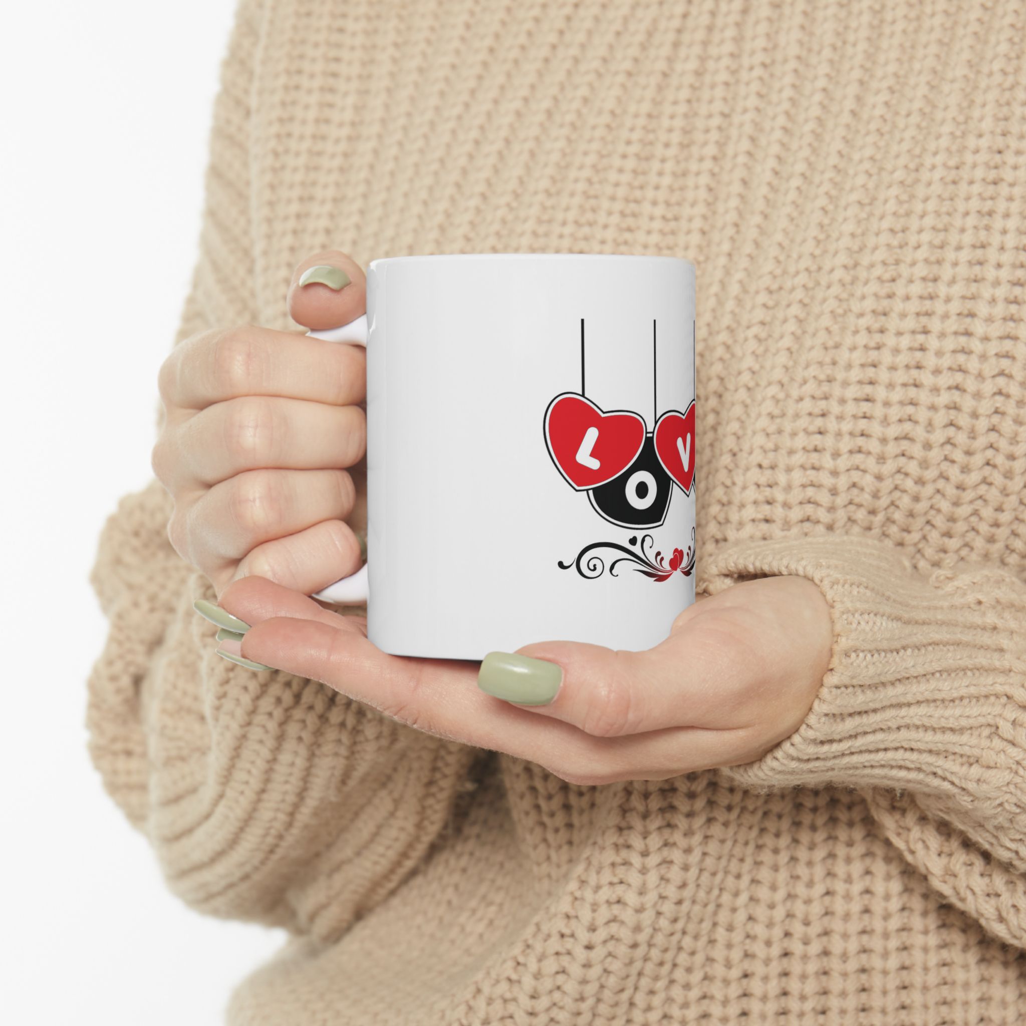 Love Heart Ceramic Mug – Valentine's Day 11oz/15oz Coffee Cup