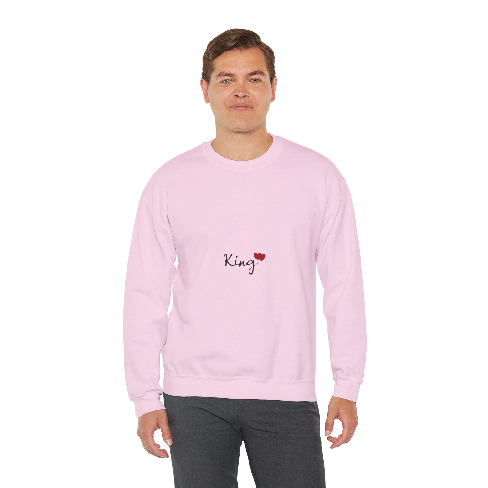 King Heart Crewneck Sweatshirt — Minimal 'King' Script Design with Red Heart - Image 6