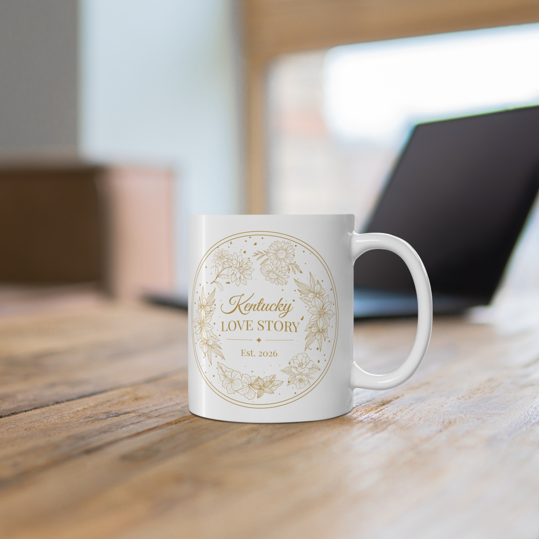 Kentucky Love Story 11oz Mug — Floral Established 2025 Wedding Keepsake - Image 5