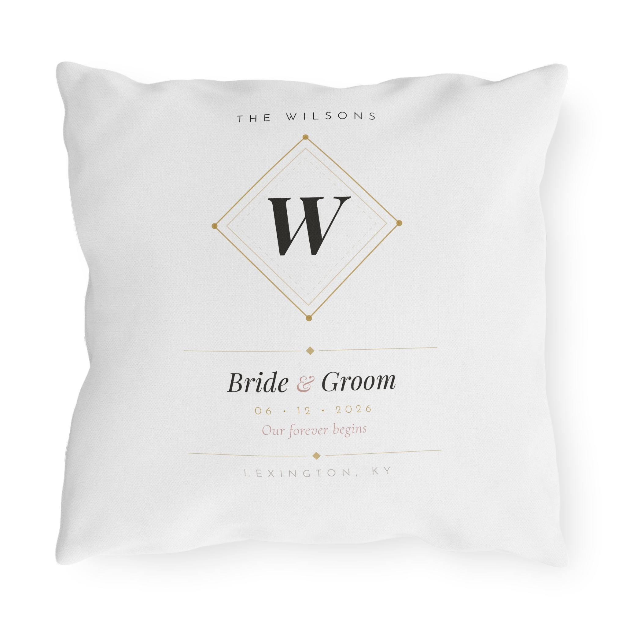 Personalized Wedding Outdoor Pillow — Monogram 'W' Bride & Groom Date - Image 3
