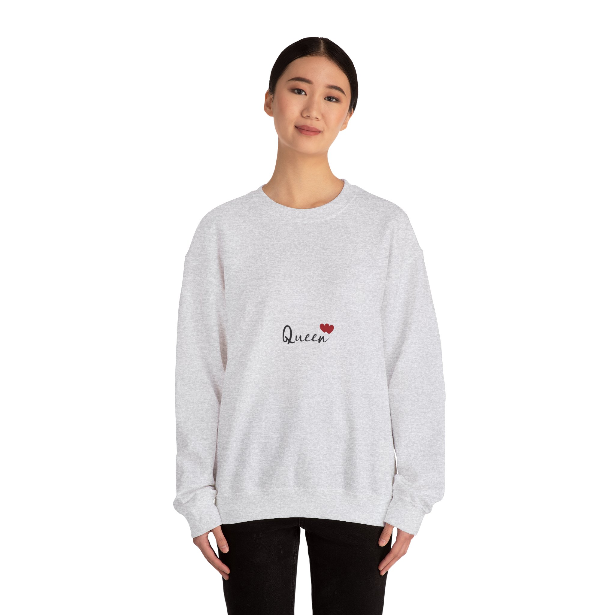Queen Embroidered Crewneck Sweatshirt — Minimal Heart Graphic - Image 9