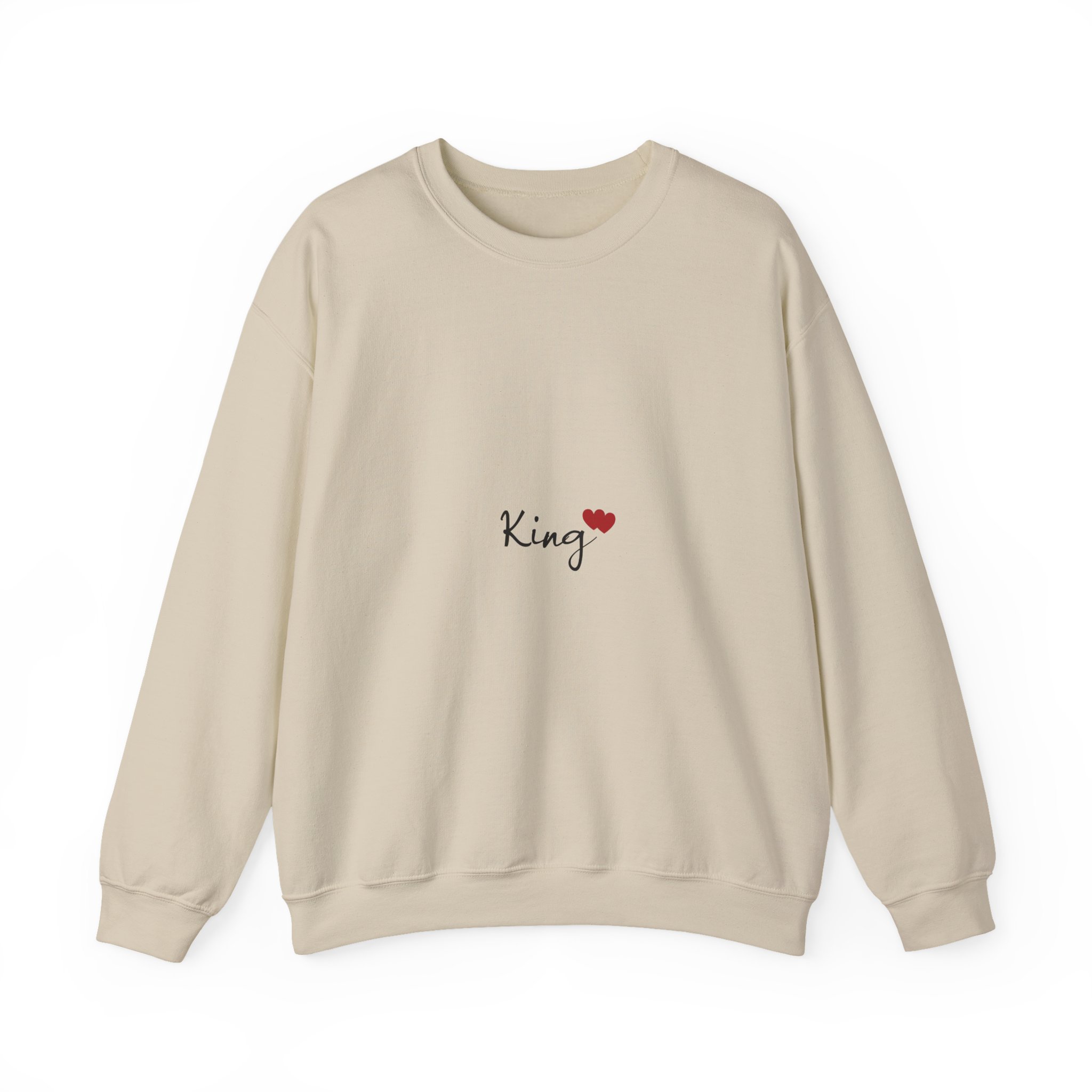 King Heart Crewneck Sweatshirt — Minimal 'King' Script Design with Red Heart - Image 7