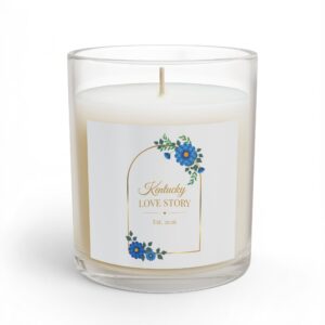 Kentucky Love Story 11oz Glass Candle – Floral Wedding Favor & Romantic Gift