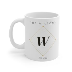Personalized Monogram Mug - 'The Wilsons' Established 2026 | Custom Family Coffee Cup, Elegant Initial W