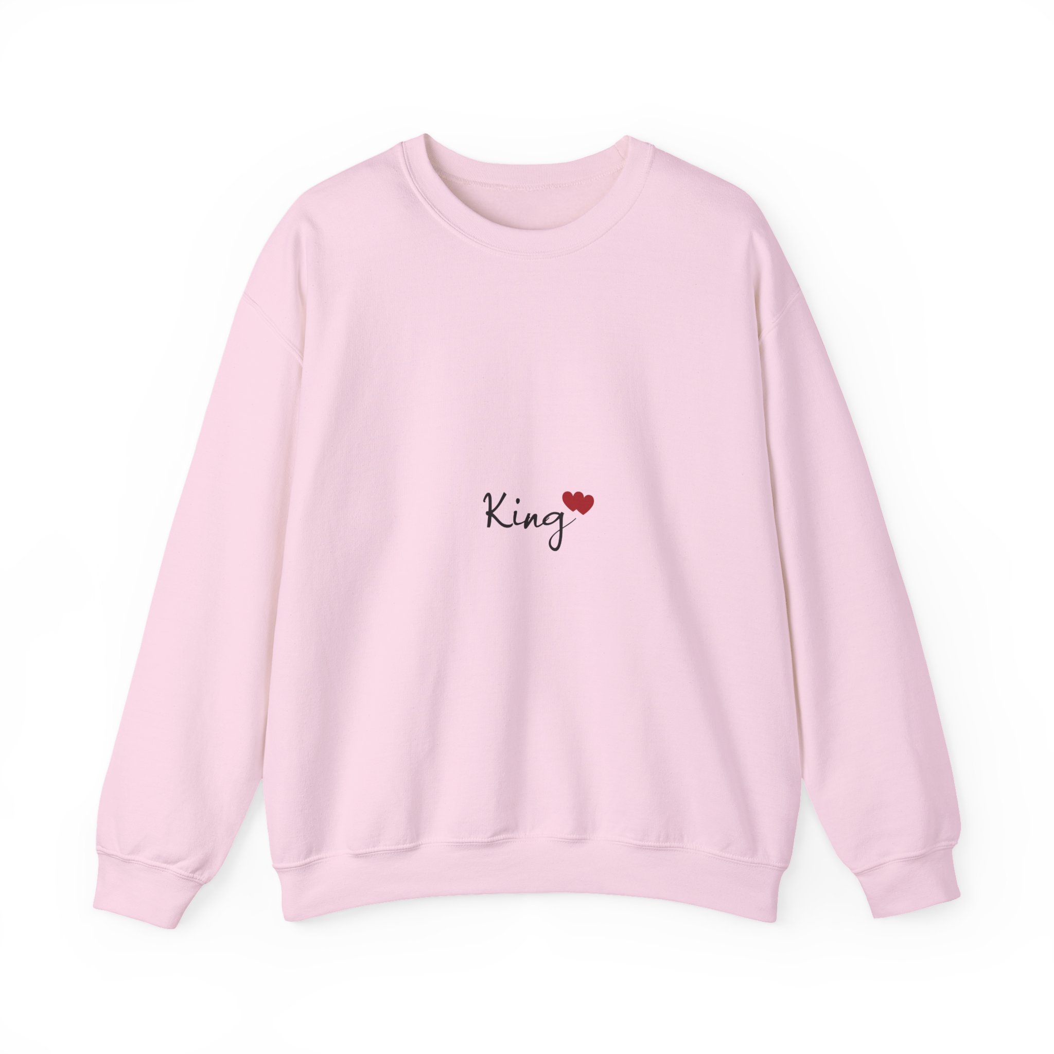 King Heart Crewneck Sweatshirt — Minimal 'King' Script Design with Red Heart - Image 4