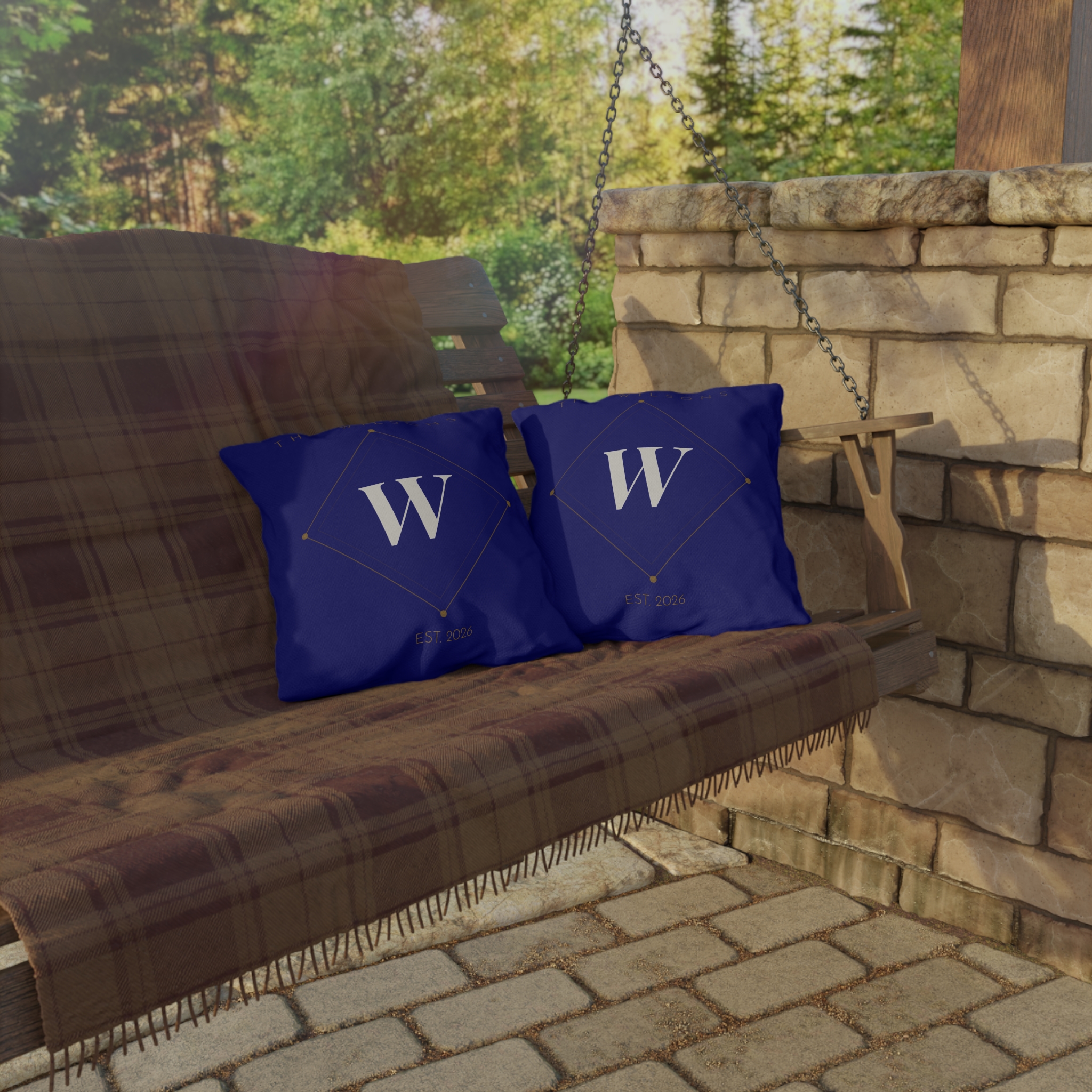 Personalized Monogram Outdoor Pillow - The Wilsons W, Est. 2026 - Image 4