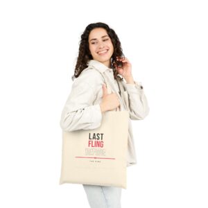 Last Fling Before the Ring Canvas Tote Bag — Bachelorette Party Bridesmaid Gift