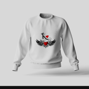 King Initial 'K' Heart Wings Sweatshirt – Romantic Crowned K Design